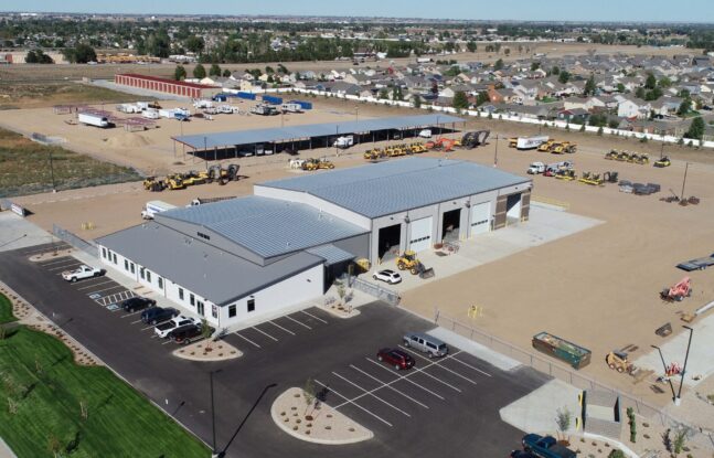 Overhead view of new Power Equipment Company branch in Greeley, Colorado